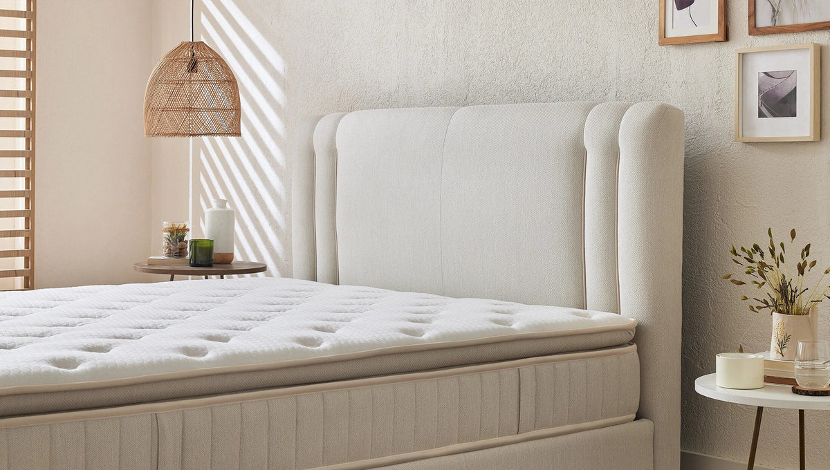 Тапицирано легло «Comfort plus» + Матрак и табла - с място за съхранение, матрак с технология Fresche