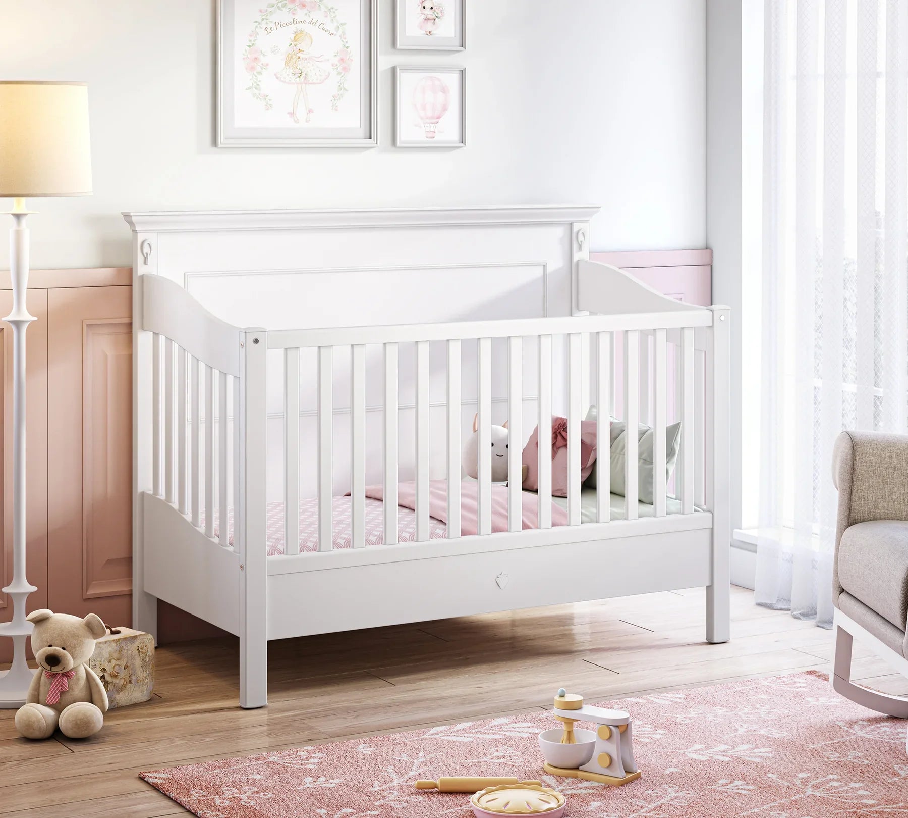 Дневно легло «Romantic baby» с подвижна преграда, за матрак 70х140см