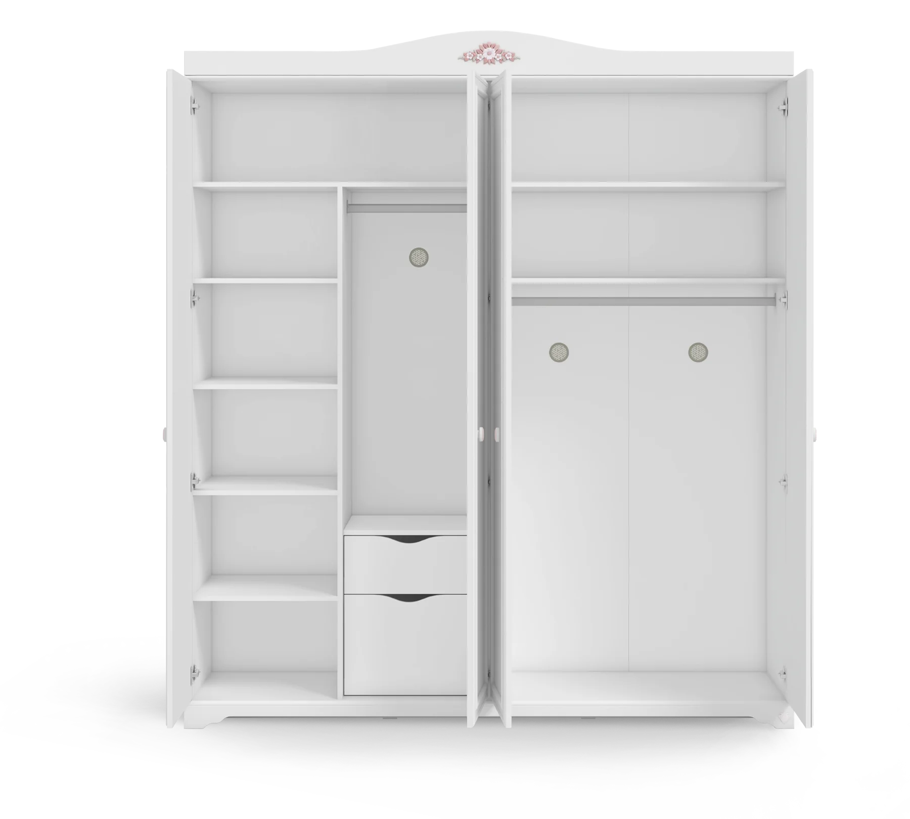 Четирикрилен гардероб «Rustic White» - ширина 202см