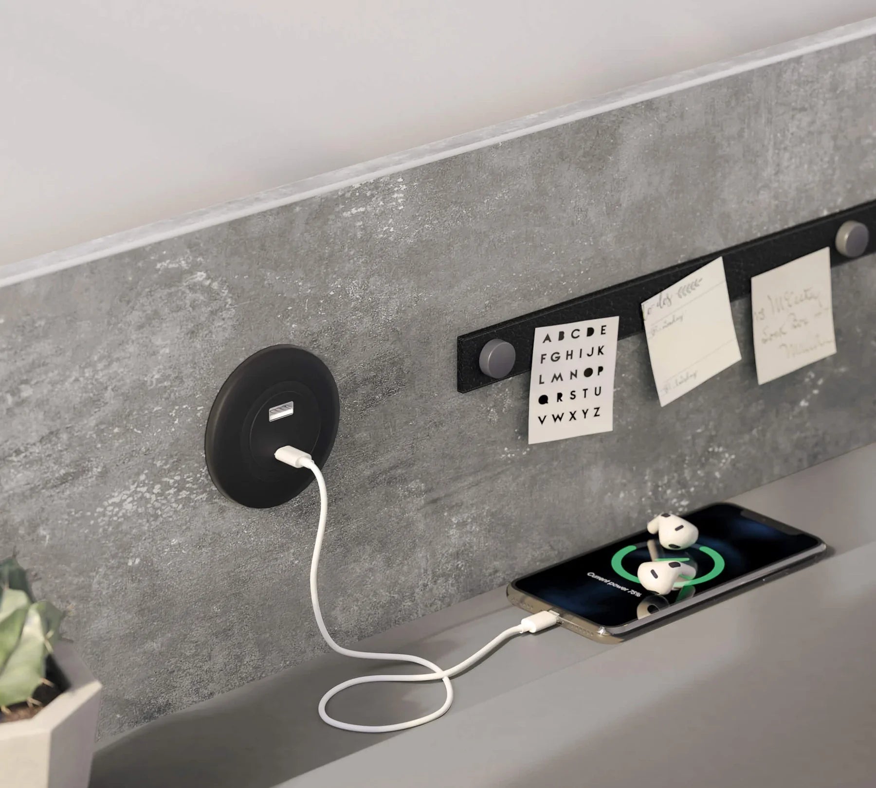 Бюро «Space Gray» с USB зарядна станция, размер 128x96x61