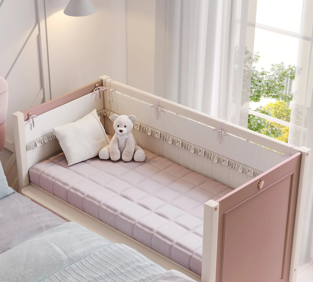Бебешка кошара «Elegance Baby» с въртящи колелца и подвижна преграда, за матрак 60х120см
