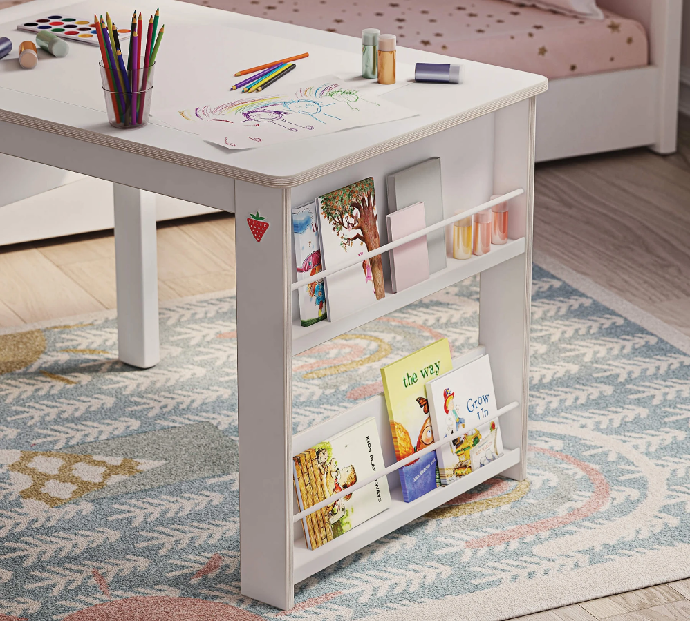 Игрално бюро «Montes White» + етажерка, размери 89х60х59см