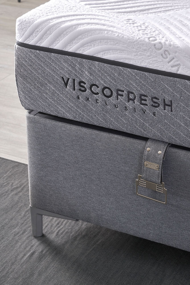 Тапицирано легло «Visco Fresh Exclusive» + Матрак и табла - с място за съхранение, матрак със свалящ се калъф