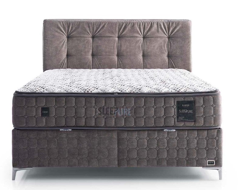 Тапицирано легло «Sleepure» + Матрак и табла - с място за съхранение, повдигащ механизъм, система за безшумно затваряне