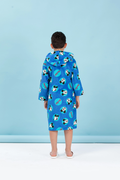 Детски халат за баня «DSNY Mickey Smile Blue» - памук, възраст 5-6г.