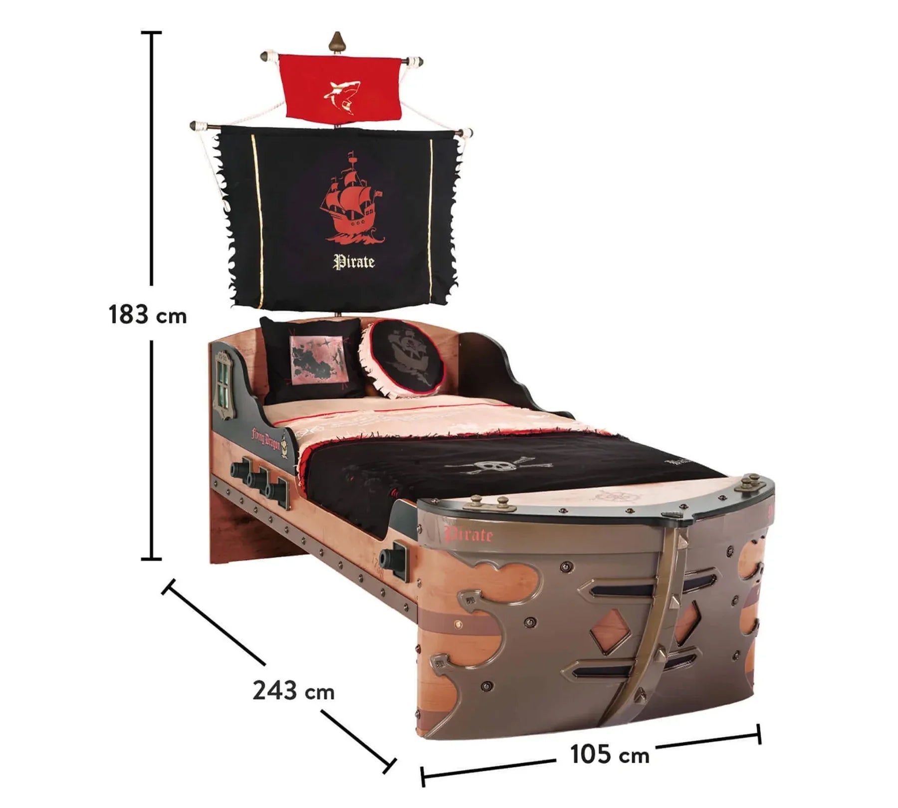 Легло-кораб «Pirate S» за матрак 90х190см
