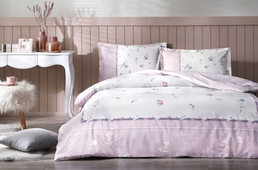 Двоен спален комплект «Nemesia Pink» - 4 части, ранфорс