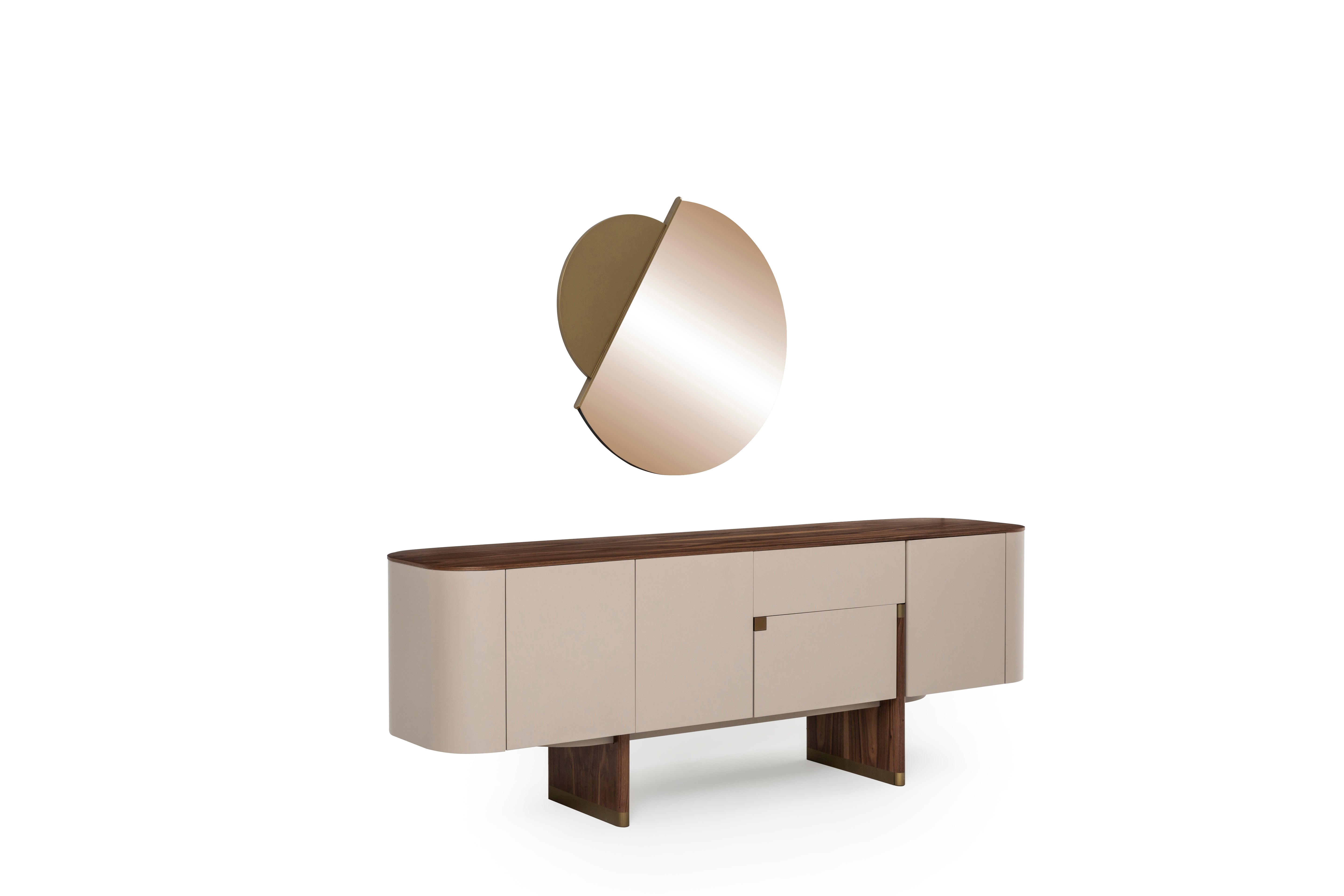 Бюфет «Delta Bej Walnut» с естествен фурнир, с две чекмеджета, размер 220х79х51см
