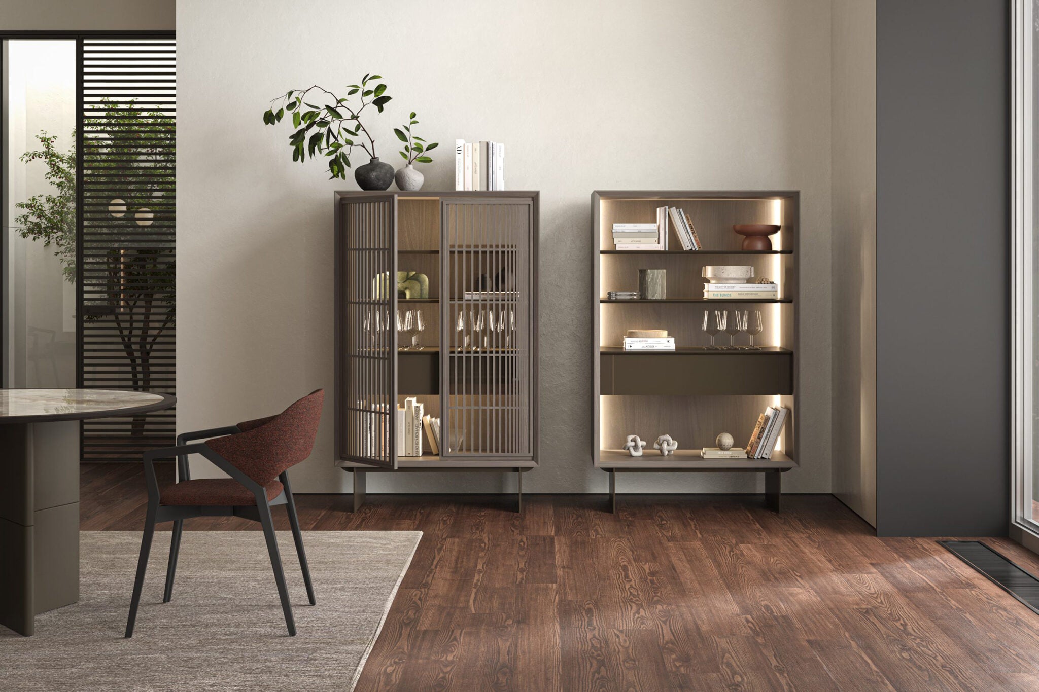 Витрина «Riva» + стъклени врати, с чекмедже и LED осветление, размер 103х160х50см