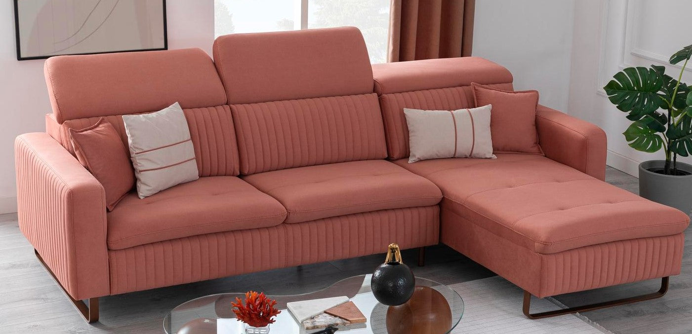 Ъглов разтегателен диван «Galaksi Relax» + електрически механизъм, USB зарядна станция, ширина 305см